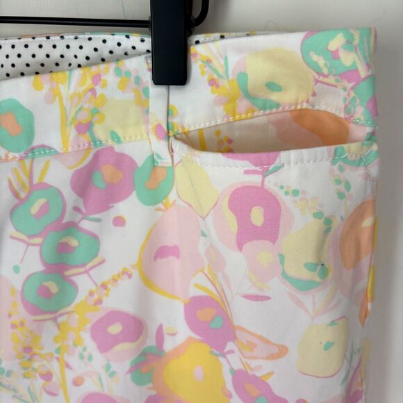 Talbot's Perfect Crop Cotton Spandex Pastel Floral Spring Crop Pants Ladies 14 - Picture 4 of 9